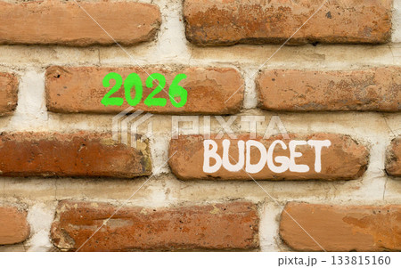 2026 Budget symbol. Concept words 2026 Budget on beautiful brown brick wall. Beautiful brown brick wall background. Business and 2026 budget concept. Copy space. 2026 Budget symbol. Concept words 2026 Budget on beautiful brown brick wall. Beautiful brown brick wall background. Business and 2026 budget concept. Copy space. 133815160