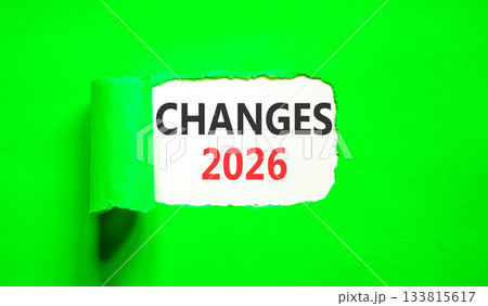 Changes 2026 symbol. Concept words Changes 2026 on beautiful white paper. Beautiful green paper background. Business and changes 2026 concept. Copy space. Changes 2026 symbol. Concept words Changes 2026 on beautiful white paper. Beautiful green paper background. Business and changes 2026 concept. Copy space. 133815617