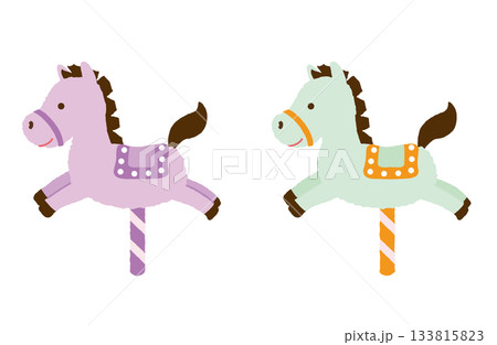 パステルカラーのメリーゴーランドの馬のイラスト 133815823