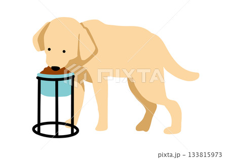 ドッグフードを食べる 手書きイラスト 犬 ラブラドールレトリバー 主線なし ドッグフードを食べる 手書きイラスト 犬 ラブラドールレトリバー 主線なし 133815973