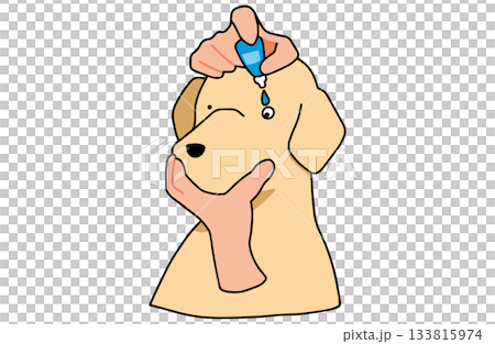 目薬をさす 手書きイラスト 犬 ラブラドールレトリバー 主線あり 目薬をさす 手書きイラスト 犬 ラブラドールレトリバー 主線あり 133815974