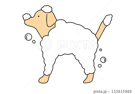 シャンプーをされる 手書きイラスト 犬 ラブラドールレトリバー 主線あり シャンプーをされる 手書きイラスト 犬 ラブラドールレトリバー 主線あり 133815988