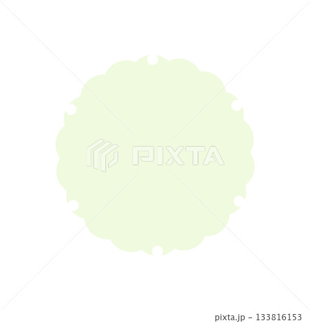 和柄フレーム枠　シンプル雪輪　黄緑色　ベクターpng透明　背景白 133816153