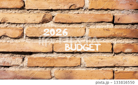 2026 Budget symbol. Concept words 2026 Budget on beautiful brown brick wall. Beautiful brown brick wall background. Business and 2026 budget concept. Copy space. 2026 Budget symbol. Concept words 2026 Budget on beautiful brown brick wall. Beautiful brown brick wall background. Business and 2026 budget concept. Copy space. 133816550