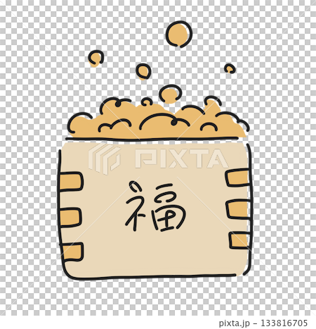 用於節分拋豆遊戲的木盒裡的豆子 133816705