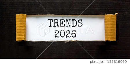 Trends 2026 new year symbol. Concept words Trends 2026 on beautiful white paper. Beautiful black paper background. Business and Trends 2026 new year concept. Copy space. Trends 2026 new year symbol. Concept words Trends 2026 on beautiful white paper. Beautiful black paper background. Business and Trends 2026 new year concept. Copy space. 133816960