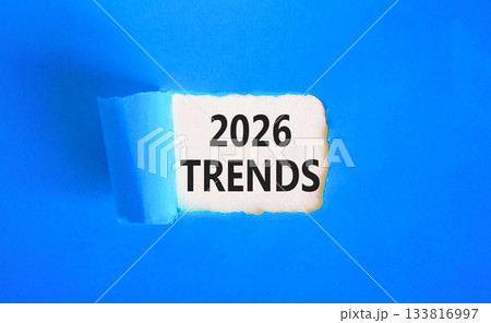 2026 Trends new year symbol. Concept words 2026 Trends on beautiful white paper. Beautiful blue paper background. Business and 2026 Trends new year concept. Copy space. 2026 Trends new year symbol. Concept words 2026 Trends on beautiful white paper. Beautiful blue paper background. Business and 2026 Trends new year concept. Copy space. 133816997