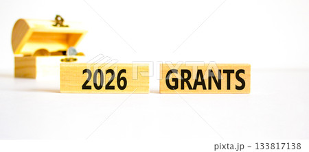 2026 Grants symbol. Concept words 2026 Grants on beautiful wooden blocks. Beautiful white paper background. Beautiful wooden chest with coins. Business and 2026 grants concept. Copy space. 2026 Grants symbol. Concept words 2026 Grants on beautiful wooden blocks. Beautiful white paper background. Beautiful wooden chest with coins. Business and 2026 grants concept. Copy space. 133817138