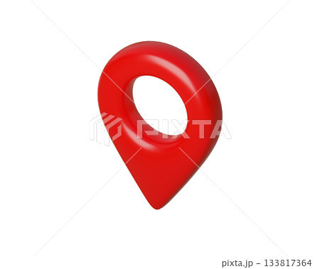 Red 3d Red Map Pin and Location pin. Geolocation Marker for Navigation Apps, Maps, GPS. Isometric view from above. 3d rendering 133817364