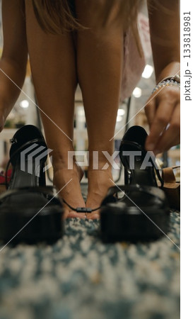 Discover the latest fashionable high heels available for fitting in the store today 133818981