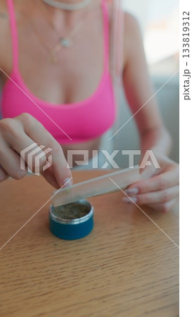 Preparing Natural Herbs for Relaxation and Enhancing Overall Wellness in a Calm Atmosphere 133819312