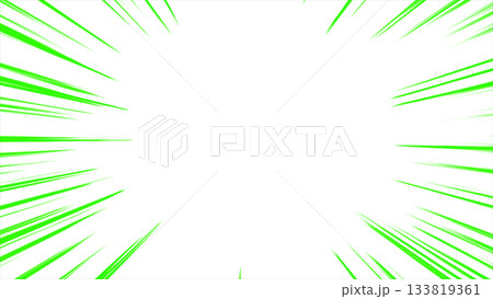 緑色の集中線、マンガ線	 133819361