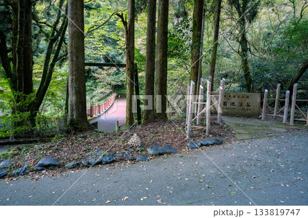 菊池渓谷の遊歩道の看板 133819747