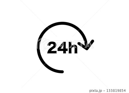 24時間を表すシンプルなモノクロアイコン 24時間を表すシンプルなモノクロアイコン 133819854