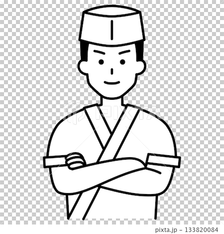 腕組みする和食店の男性店員 133820084