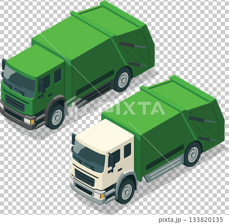 Isometric garbage truck rear loader Isometric garbage truck rear loader 133820135