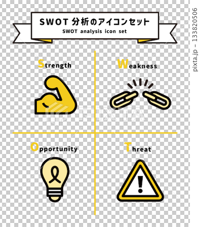 SWOT分析のアイコンイラストセット SWOT分析のアイコンイラストセット 133820506