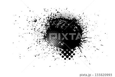 Black blot isolated on white background. Hand drawn. Not AI, vector illustration. Black blot isolated on white background. Hand drawn. Not AI, vector illustration. 133820993
