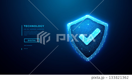 Cyber security concept. Cyber shield technology safeguarding digital data  133821362