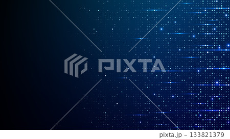 Blue digital background with pixel grid pattern 133821379