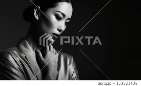 モノクロで描くプロモデルの高級感あふれる超高精細ポートレート モノクロで描くプロモデルの高級感あふれる超高精細ポートレート 133821438