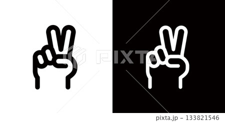 ピースサイン,平和や勝利を表すハンドサイン 133821546