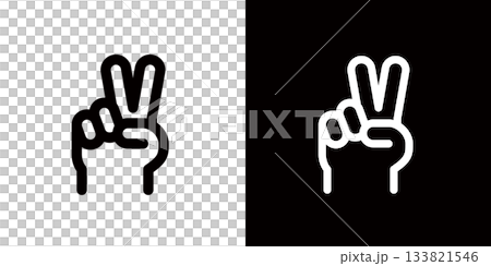 ピースサイン,平和や勝利を表すハンドサイン 133821546