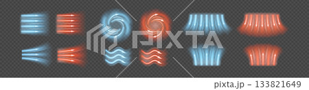 A set of airflow icons with red and blue arrows, each with a different direction. 133821649