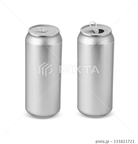 A realistic set of open and closed aluminum beverage cans. A realistic set of open and closed aluminum beverage cans. 133821721