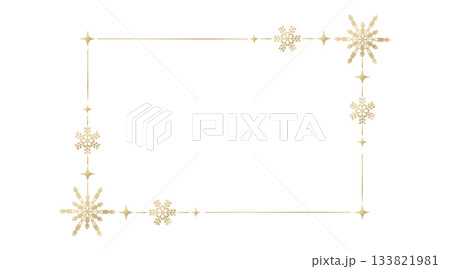 Winter frame made of golden snowflakes and shiny stars. Decorative Christmas border for invitations, posters, greeting cards and holiday layouts. Vector illustration. Winter frame made of golden snowflakes and shiny stars. Decorative Christmas border for invitations, posters, greeting cards and holiday layouts. Vector illustration. 133821981