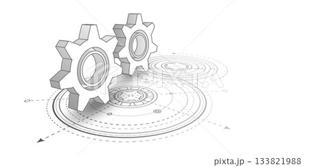 Technology background. Gears. Technical drawing of gear .Engineering industry. Vector illustration. Technology background. Gears. Technical drawing of gear .Engineering industry. Vector illustration. 133821988