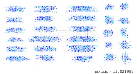 A set of stripes made of dots. Pixel banner. Set of paint streaks . Grunge Abstract. Vector illustration. A set of stripes made of dots. Pixel banner. Set of paint streaks . Grunge Abstract. Vector illustration. 133821989