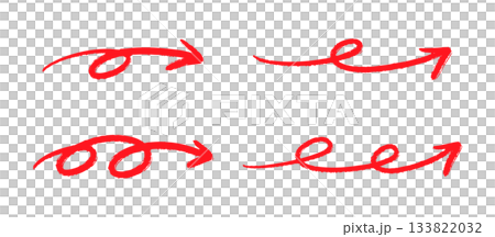 Set of right-pointing pen handwritten arrows Red Vector Set of right-pointing pen handwritten arrows Red Vector 133822032