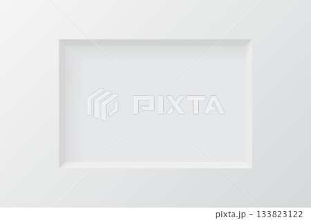 3d wall niche. Empty white rectangle shelf. Rectangular horizontal inside frame. Display stand, showcase mockup. Showroom, gallery, studio or shop product presentation. Realistic vector illustration 3d wall niche. Empty white rectangle shelf. Rectangular horizontal inside frame. Display stand, showcase mockup. Showroom, gallery, studio or shop product presentation. Realistic vector illustration 133823122