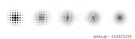 Black dots halftone circles. Abstract dotted round frames background. Modern geometric graphic vector illustration set isolated on transparent Black dots halftone circles. Abstract dotted round frames background. Modern geometric graphic vector illustration set isolated on transparent 133823250