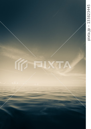 Beautiful seascape evening sea horizon and sky. 133823445