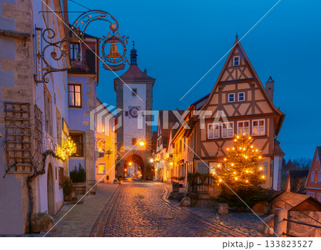 Christmas street view in Rothenburg ob der Tauber Germany Christmas street view in Rothenburg ob der Tauber Germany 133823527