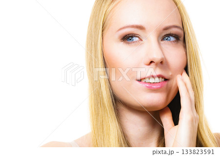 Portrait girl long blonde hair Portrait girl long blonde hair 133823591