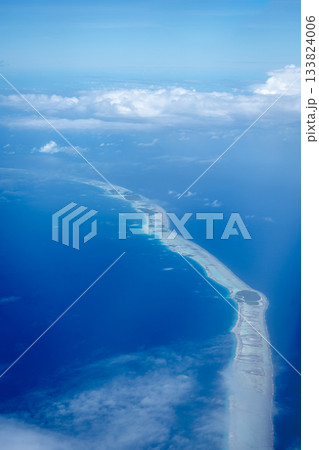 Aerial view of the Tuamotus atoll in French Polynesia with clouds Aerial view of the Tuamotus atoll in French Polynesia with clouds 133824006