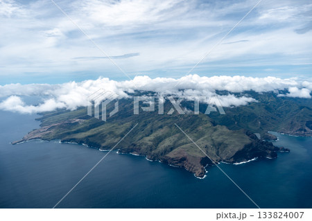 Aerial view of Nuku Hiva in the Marquesas Islands, French Polynesia 133824007