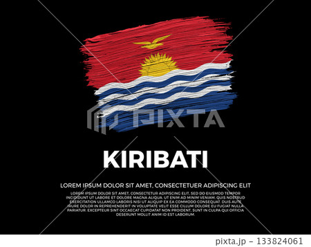 Flag of Kiribati. I-Kiribati and Polynesian Culture. Vibrant, textured brushstroke effect style. Black background with copy space. Dramatic composition in negative space. Flag of Kiribati. I-Kiribati and Polynesian Culture. Vibrant, textured brushstroke effect style. Black background with copy space. Dramatic composition in negative space. 133824061