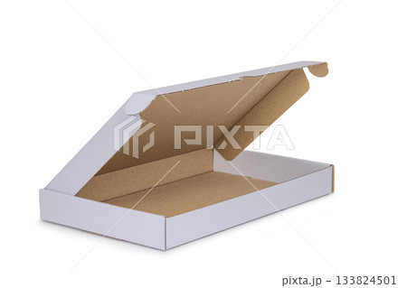 Die-cut carton flat box on white 133824501