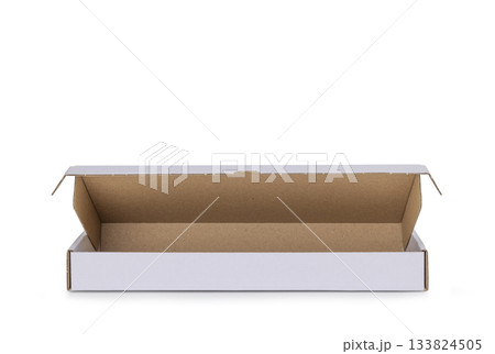 Die-cut carton flat box on white Die-cut carton flat box on white 133824505