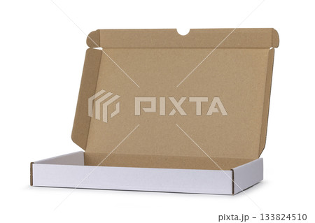 Die-cut carton flat box on white 133824510