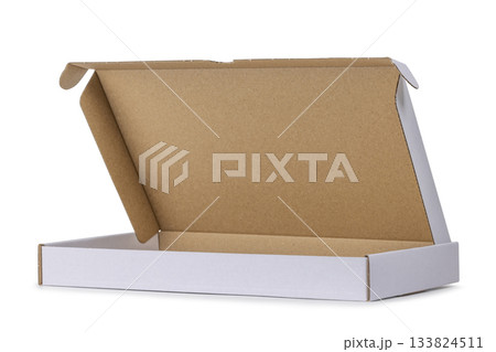 Die-cut carton flat box on white 133824511