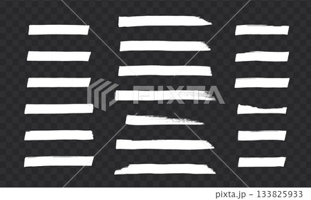 Set of white grunge paint brush strokes on transparent background. Set of white grunge paint brush strokes on transparent background. 133825933