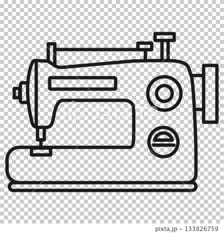 黒色の線画で描かれたレトロなデザインの家庭用ミシンアイコン素材 黒色の線画で描かれたレトロなデザインの家庭用ミシンアイコン素材 133826759