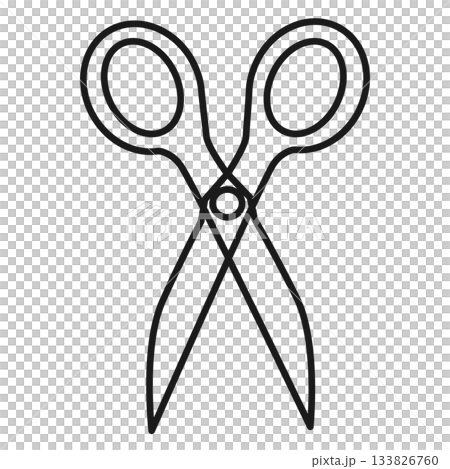 黒色の線画で描かれたシンプルな洋裁用の大きな裁ちばさみアイコン素材 黒色の線画で描かれたシンプルな洋裁用の大きな裁ちばさみアイコン素材 133826760