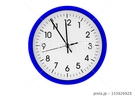 Blue watch, wall clock 11 hours 45 minutes on isolated or white background 133826928