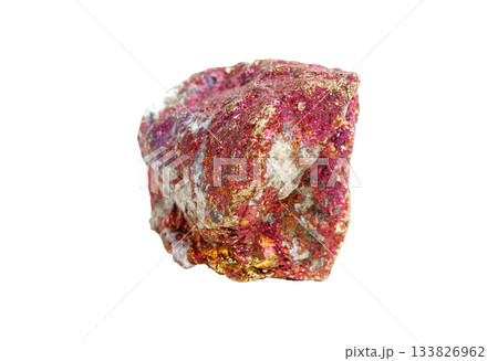 Vibrant Iridescent Chalcopyrite Mineral Specimen Isolated 133826962